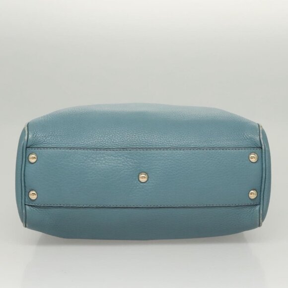 GUCCI Bamboo Hand Bag Leather 2way Blue Silver 336032 Auth 121645 - Picture 6 of 16